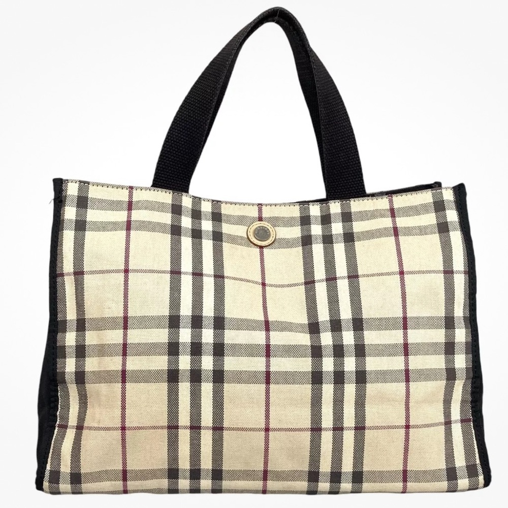 Burberry Handbag/ Tote Bag Nova Check Canvas Beige Authentic